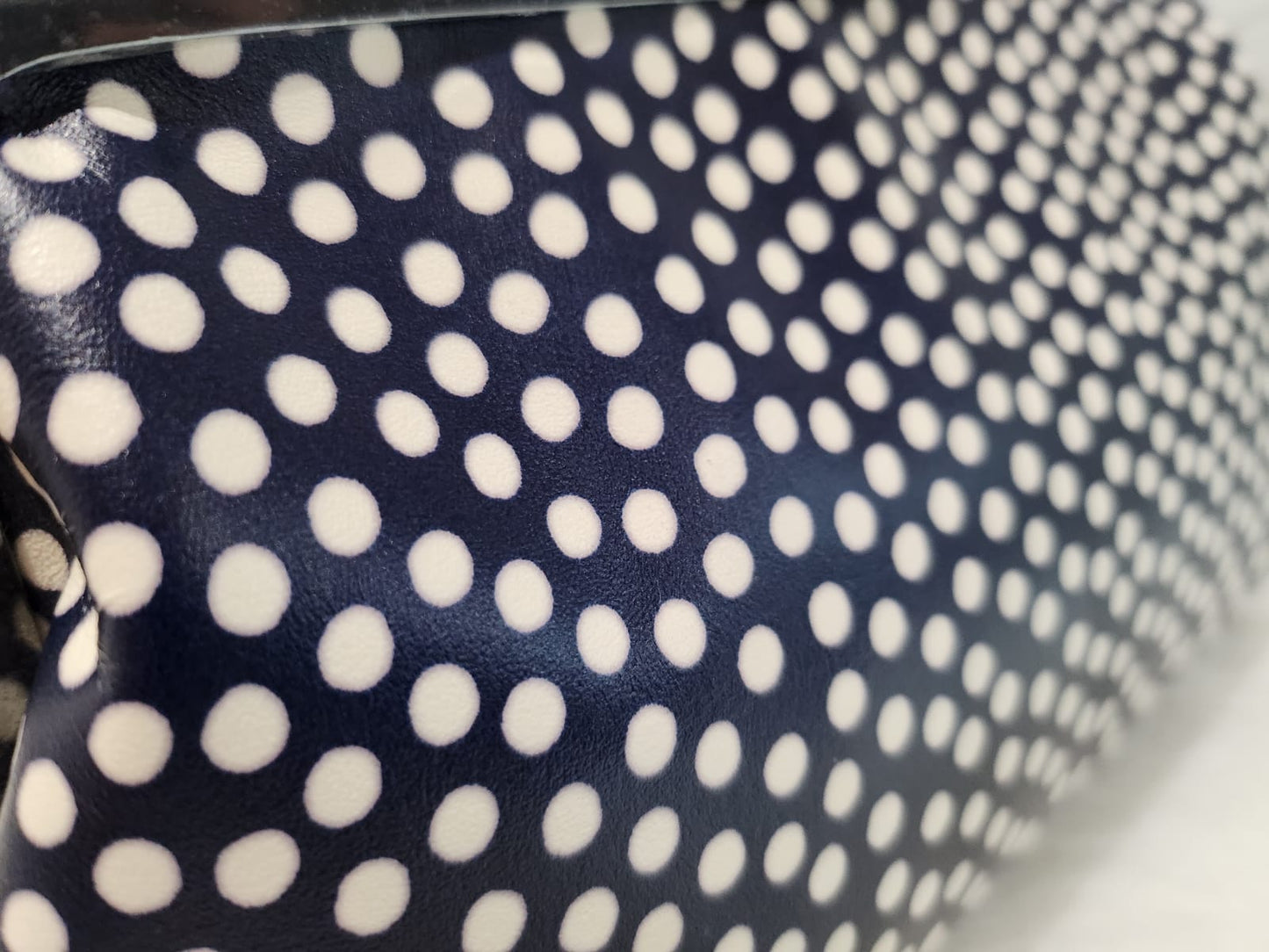 1CB_RC007; CROSSBODY BLUE/WHITE POLKA DOTS BAG