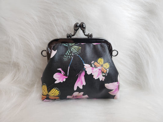1Sl_CP002; SMALL COINPURSE BLACK FLOWER