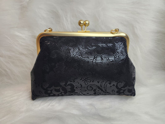 1CB_SF003; CROSSBODY BLACK LACE BAG