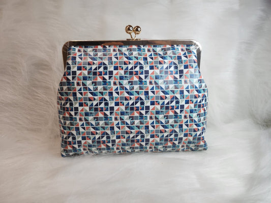 1SC_RC002; SHOULDERCARRY BLUE/ORANGE CHECKERED BAG
