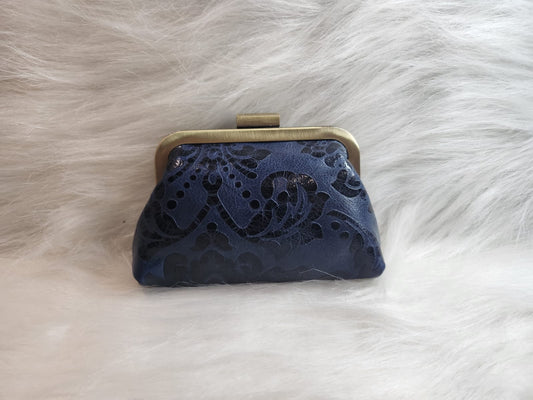 1SL_CP005; SMALL COINPURSE BLUE/BLACK ROSE